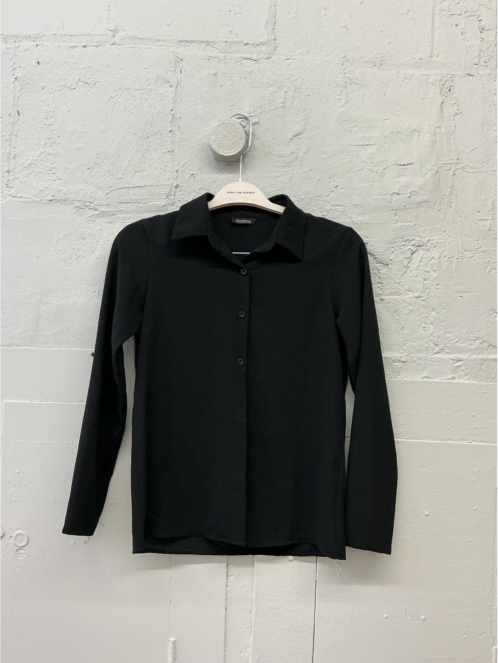 Boohoo Black Long Sleeve Button-Up Shirt